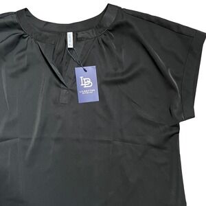 LILBETTER Womens Black V Neck Short Sleeve Top XL New with Tag